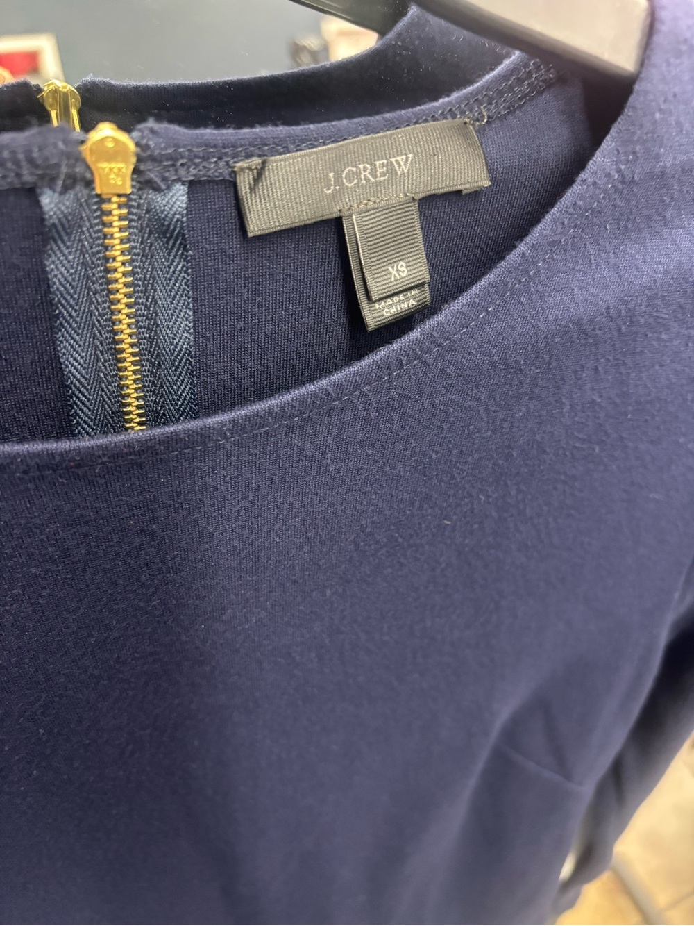 J CREW,Navy Long-Sleeve Peplum Top with Tulle Hem - Picture 5 of 5